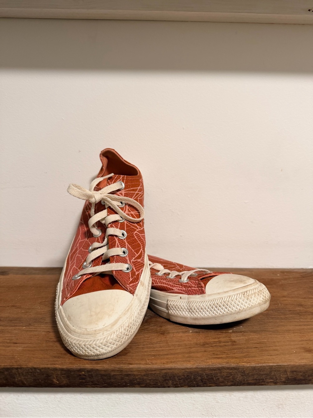 Converse Rust Orange High-Top Canvas Sneakers with White Trim